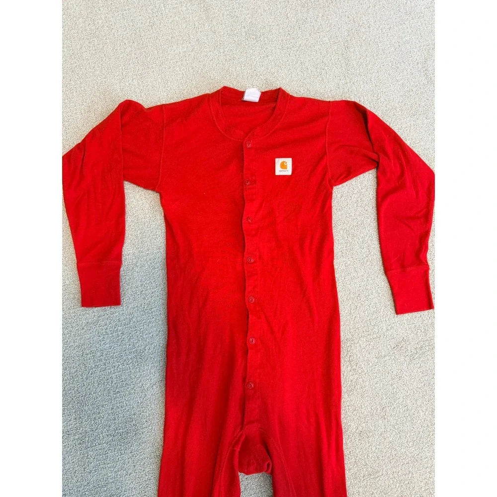 Carhartt Mens Medium Red Cotton Thermal Union Suit USA Made Vintage 8211